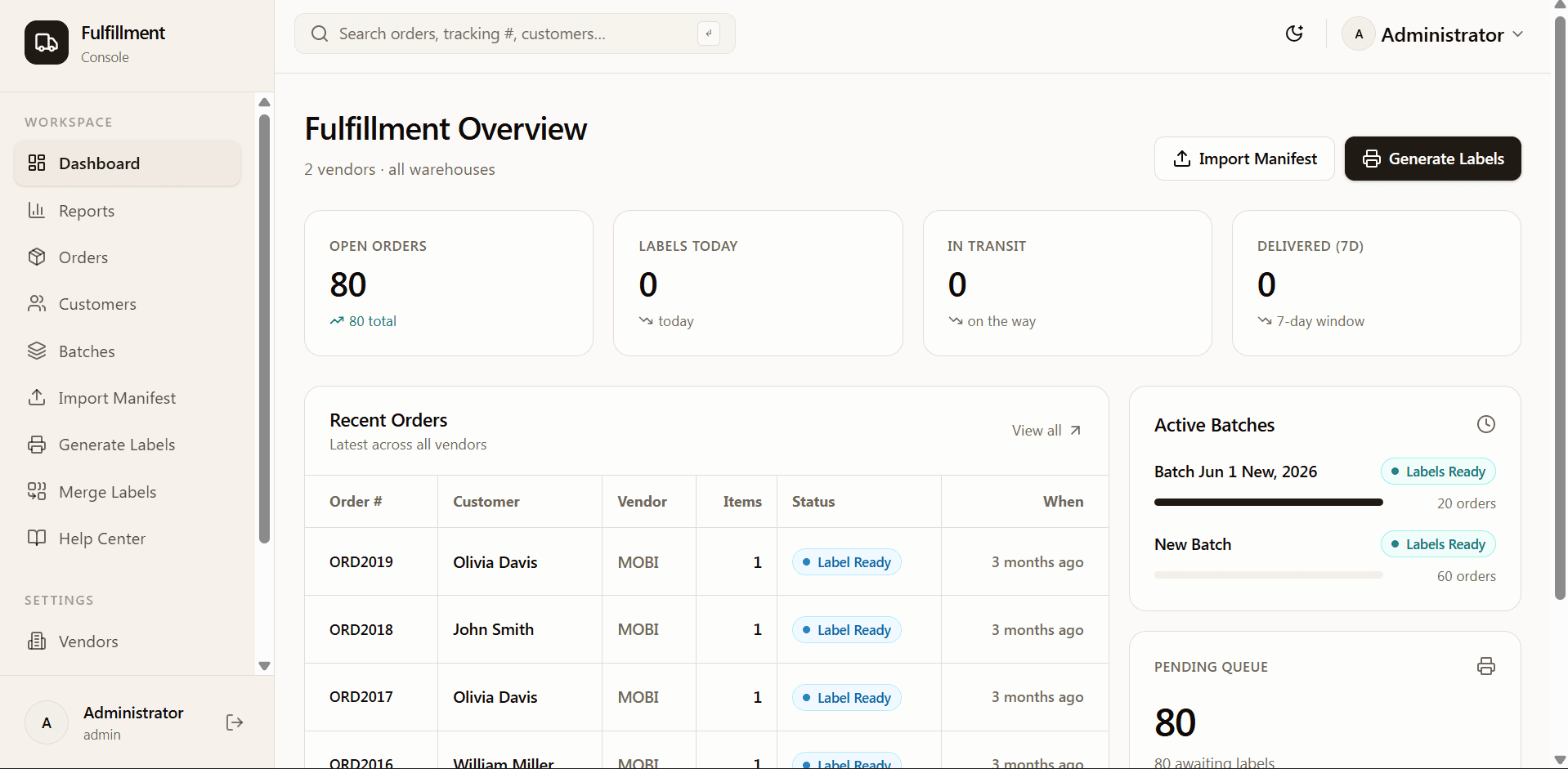 Fulfillment Order Management System