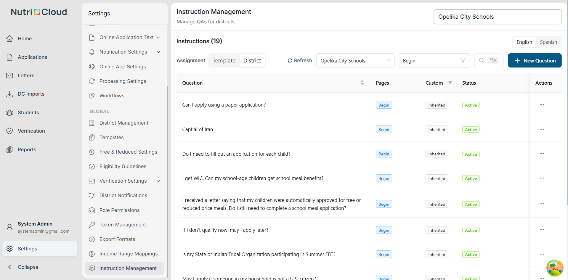 Nutricloudfr Admin screenshot